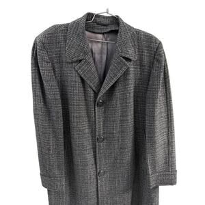 VTG Fashion Made Clothes John Marshall  Wool Herringbone Tweed Overcoat Mens  L